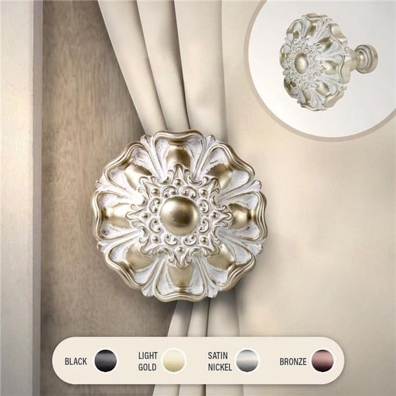 Central Design TB102-03 Sally Decorative Tie Back Set, Light Gold - Set of 2