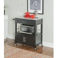 thumbnail image 2 of Linon Cameron Wood Granite Top Rolling Kitchen Cart Ample Storage in Black, 2 of 17