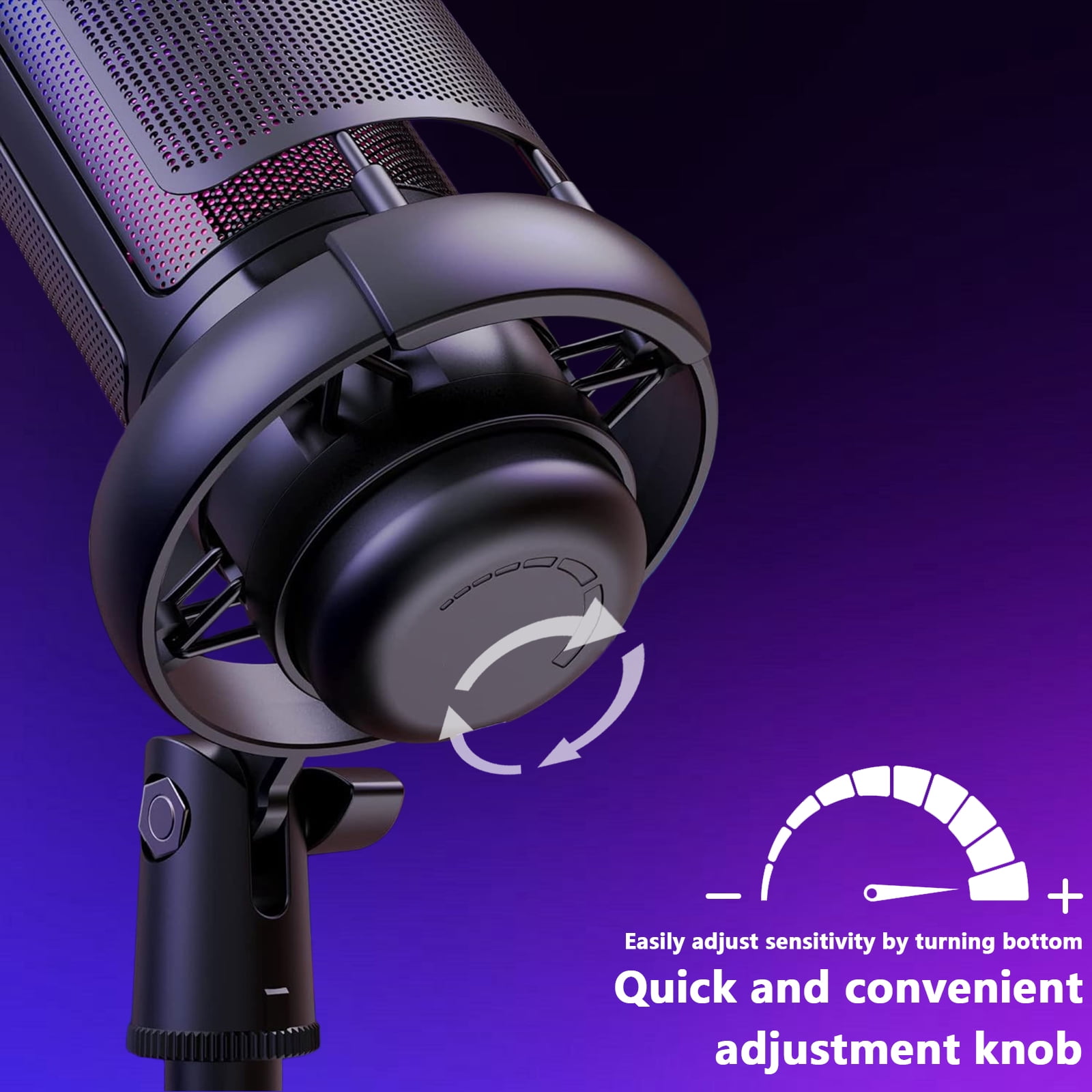 Gaming Microphone,USB Computer Microphone for PC,Laptop,Condenser Mic RGB,Stand Mic,Cardioid Mic with Quick Mute and Headphone Jack,Recording,YouTube,Game Monitoring,Live Streaming,Podcast & Singing