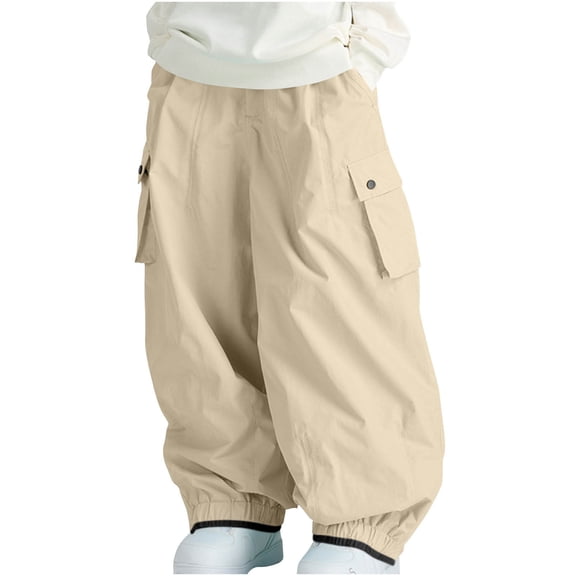 jtjvou Women's Baggy Cargo Snow Pants Warm Insulation Ski Pant Snowboard Outdoor Hiking Yellow M