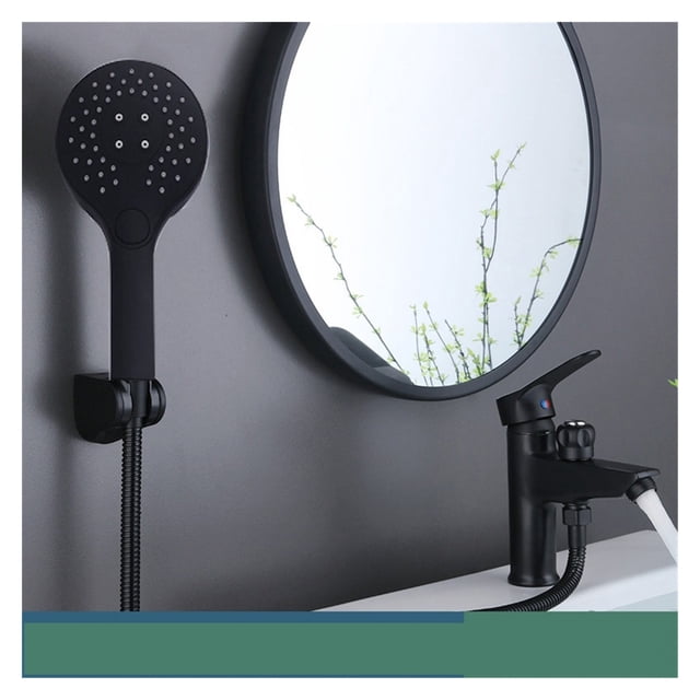 Matte Black Basin Faucet Single Handle Hot Cold Mixer With 3 Function Hand Showe Bathroom Washbasin Dual-Purpose Bath Faucet ,Effortless Installation