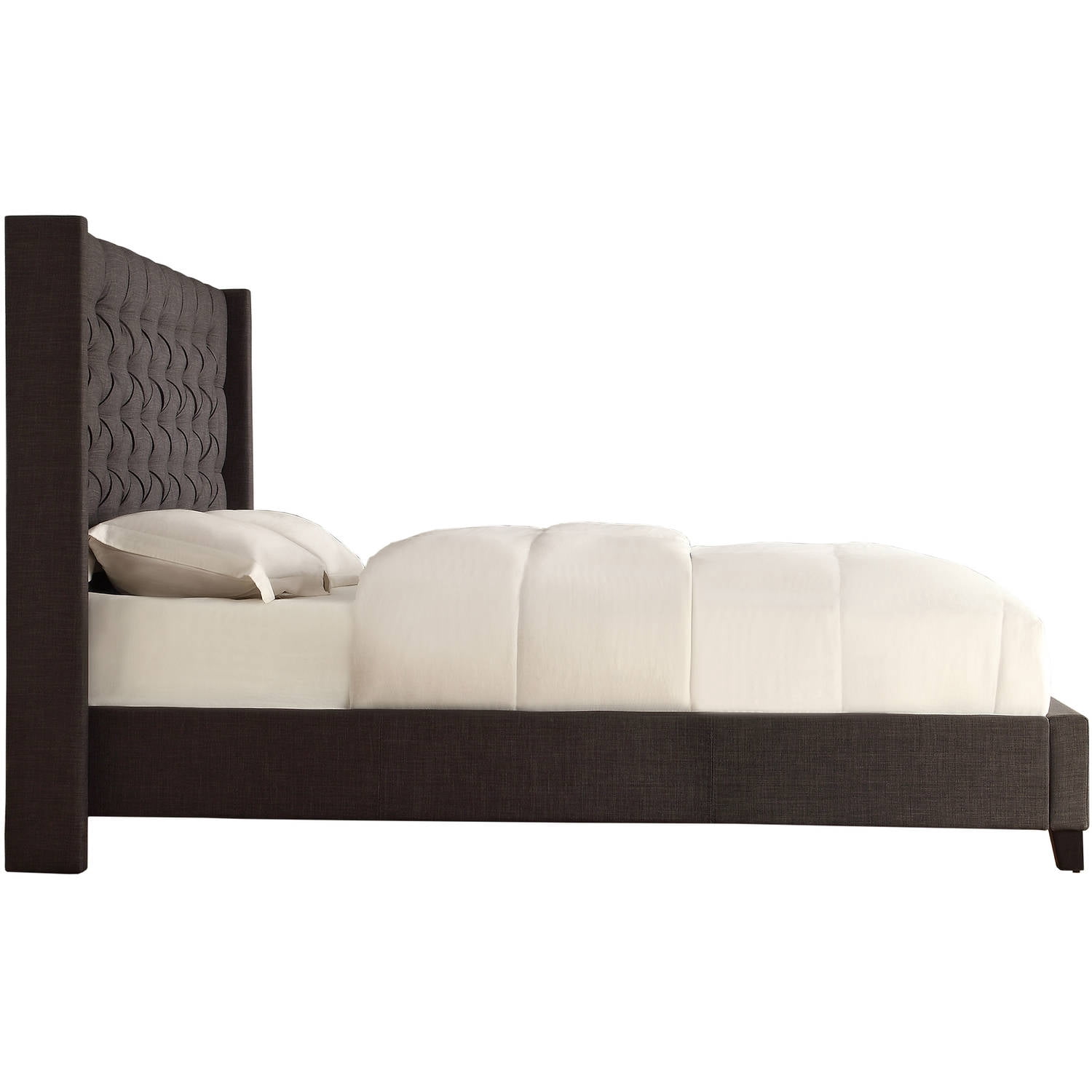 Weston Home Melford Wingback Tufted Platform King Bed, Dark Gray