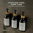 thumbnail image 4 of Shampoo and Conditioner Dispenser - Shower Soap Dispenser Wall Mounted - 16.9 fl oz Set of 3 Amber Plastic Bottles Black Bamboo Pump - Shampoo Dispenser, Shower Dispenser 3 Chamber No Drill, 4 of 8