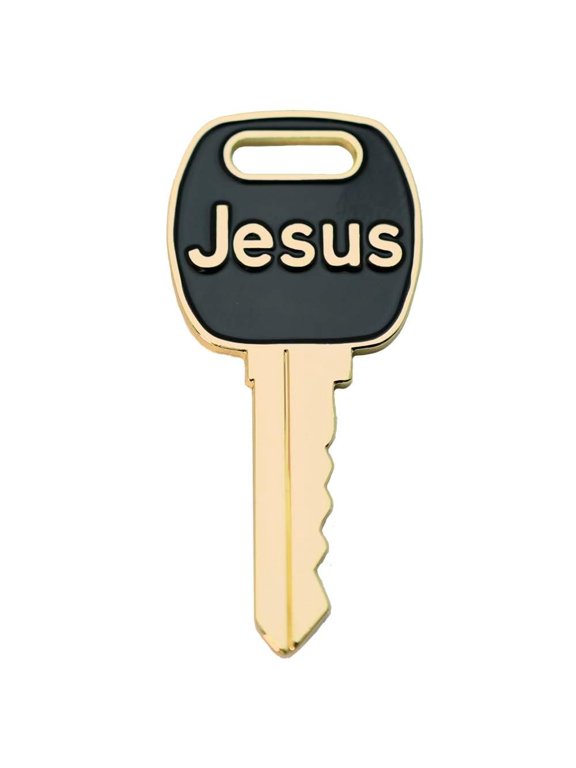 Jesus Keys with Pocket Cross for My Key Ring, Brass Set of 2