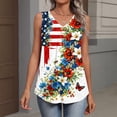 thumbnail image 6 of Iaqnaocc 4th Of July Womens Tank Tops Sleeveless Summer Loose Fit V Neck Pleated Tank Tops Patriotic American Flag Floral Print Festival Tee Tops Multicolor S, 6 of 6