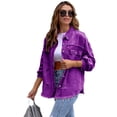 thumbnail image 4 of LYMAYTER Women's Spring Shirt Long Sleeve Jacket Loose Top Ripped Denim Women's Top S-2XL, 4 of 5