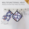 thumbnail image 4 of Yayeee Oven Mitts and Pot Holder Set of 4 Heat Resistant Kitchen Gloves Baking Hot Pad, Blue Cute Halloween, 4 of 5