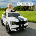 thumbnail image 4 of Outfunny Kids Ride on Car, Licensed Ford-Shelby F-150 24V Ride on Toy Truck for Toddlers with Remote, Trunk, 400W Motor - White, 4 of 10