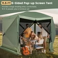 thumbnail image 4 of Costway 11.5 X 11.5 FT 6-Sided Pop-up Screen House Tent With 2 Wind Panels for Camping Green, 4 of 10