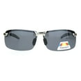 thumbnail image 2 of Polarized Mens Rimless Sport Metal Rim Rectangular Sunglasses Silver Black, 2 of 4