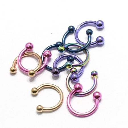 Septum Closure - Circular Horseshoe Barbell 10 Pack Septum Lip Anodized Surgical Steel 16G 8mm