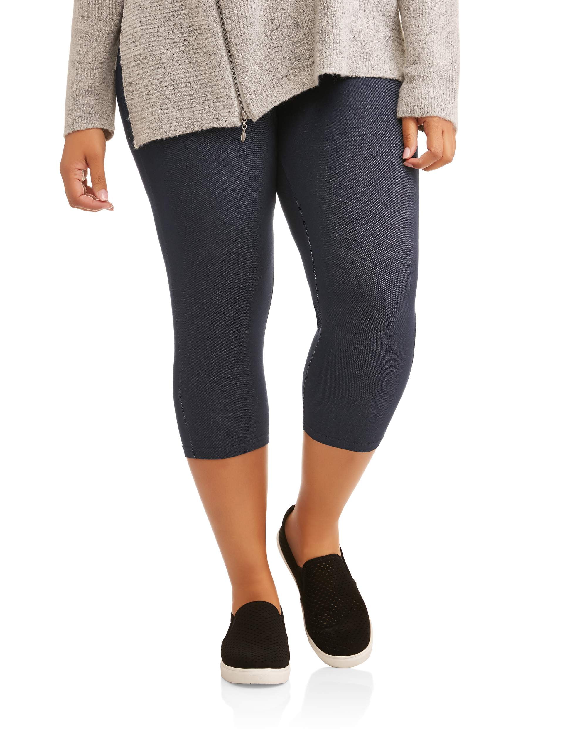 Terra & Sky Women's Plus Size Soft Essential Knit Capri Leggings
