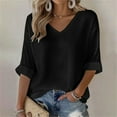 thumbnail image 2 of Yigetop Long Sleeve Shirts for Women, Women Long Sleeve Tops Casual V Neck Tshirts Basics Tee 2025 Fall Trendy Clothes Womens Long Sleeve T Shirts Black L, 2 of 6