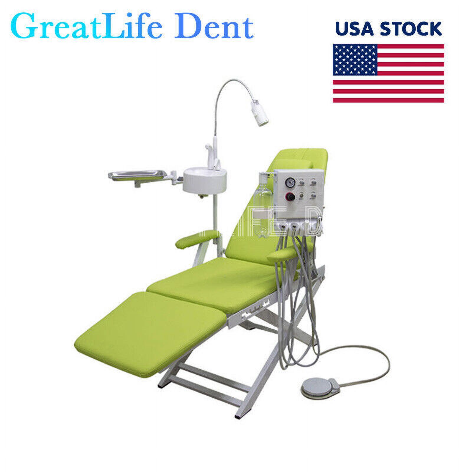 GreatLife Dent USA Stock PORTABLE DENTAL FOLDING CHAIR LED LIGHT+TURBINE+DENTIST STOOL