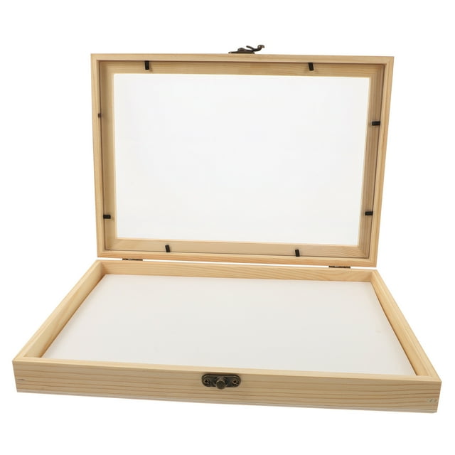 Shisuyan Butterfly Shadow Box Unfinished Wooden Box with Clear Top and EVA Board Specimen Display Case Frame Insect Showcase Jewelry Storage Tray Pine Wood Keepsake Box Home Decor