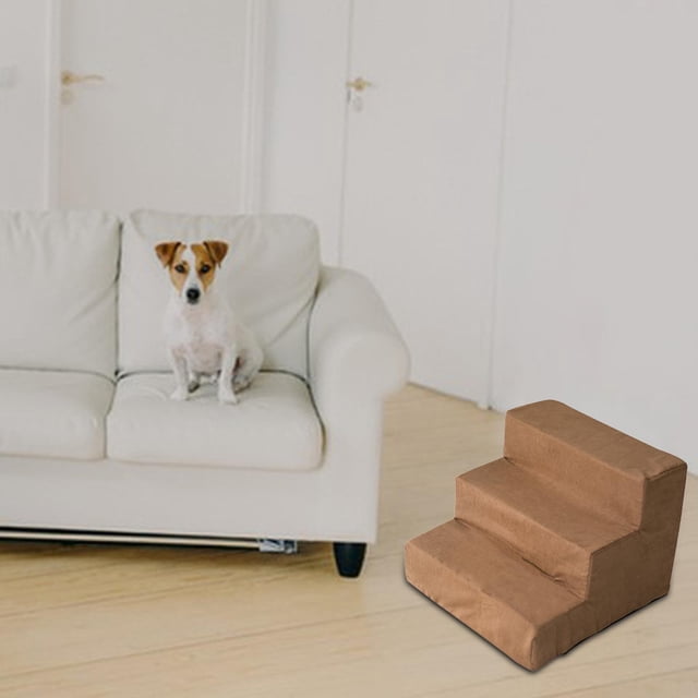 Escalera duradera para perros, juguetes de escalada, de diseño de 3 escalones, suministros antideslizantes lavables, rampa para cama, gatos Marrón Colco Animales Escaleras