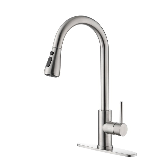 Pull Down Kitchen Faucets, Single Handle Kitchen Sink Faucet with Pull Out Sprayer, Brushed Nickel Stainless Steel Kitchen Faucets,Stainless Steel Single Handle Kitchen Faucets, Kitchen Faucets