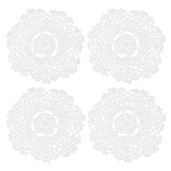 Uxcell 5.5 Inch Crochet Doilies, 4 Pcs Round Handmade Lace Crochet Placemats, White