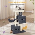 thumbnail image 5 of Cat Tree, 39‑Inch Tall Multi‑Level Cat Tower for Indoor Cats with 2 Cat Caves and Cat House, Dark Gray, 5 of 8