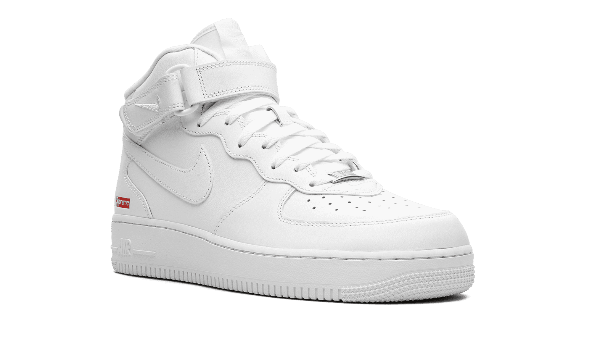 NIKE MENS Air Force 1 Mid "Supreme - Mini Box Logo White" FZ8784 100 from Stadium Goods