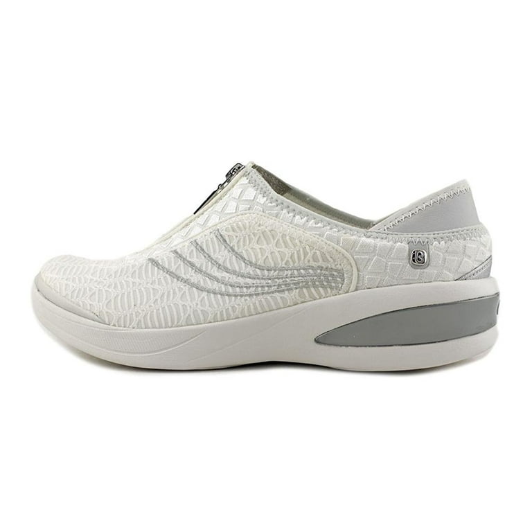 BZees Womens Fancy Fabric Low Top Zipper Fashion Sneakers white