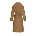 thumbnail image 5 of Fnooota Peacoats for Women 2024, Wool Classic Lapel Belt Mid Length Fall Overcoats Khaki Size 2XL, 5 of 6