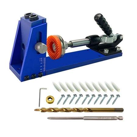 

KKmoon 9.5mm 15° Pocket Hole Jig Kit Oblique Hole Puncher Drill Bits Positioner Angle Drilling Depth Adjustable Drill Guide Locator Set DIY Woodworking Tool