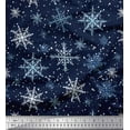 thumbnail image 1 of Soimoi Blue Rayon Fabric Snow Flakes & Star Printed Fabric 1 Yard 56 Inch Wide, 1 of 3