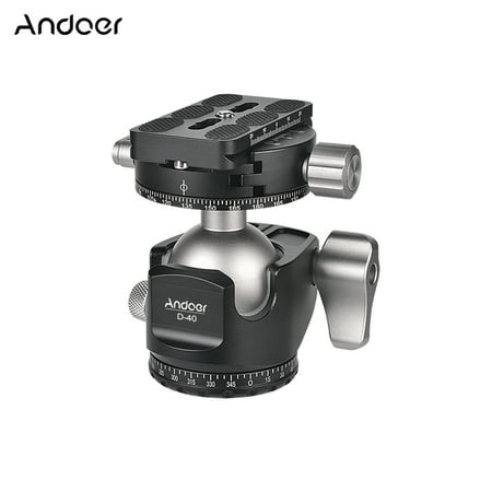 - Andoer D-40 Professional Double Panoramic Head CNC Machining Aluminum Alloy Ball Head Double U Notch Design Low Center of Gravity for Tripod Monopod DSLR ILDC Cameras Max Load Capacity 25kg