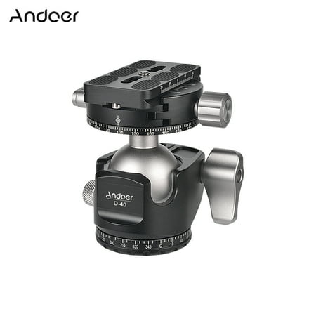 Andoer D-40 Professional Double Panoramic Head CNC Machining Aluminum Alloy Ball Head Double U Notch Design Low Center of Gravity for Tripod Monopod DSLR ILDC Cameras Max Load Capacity