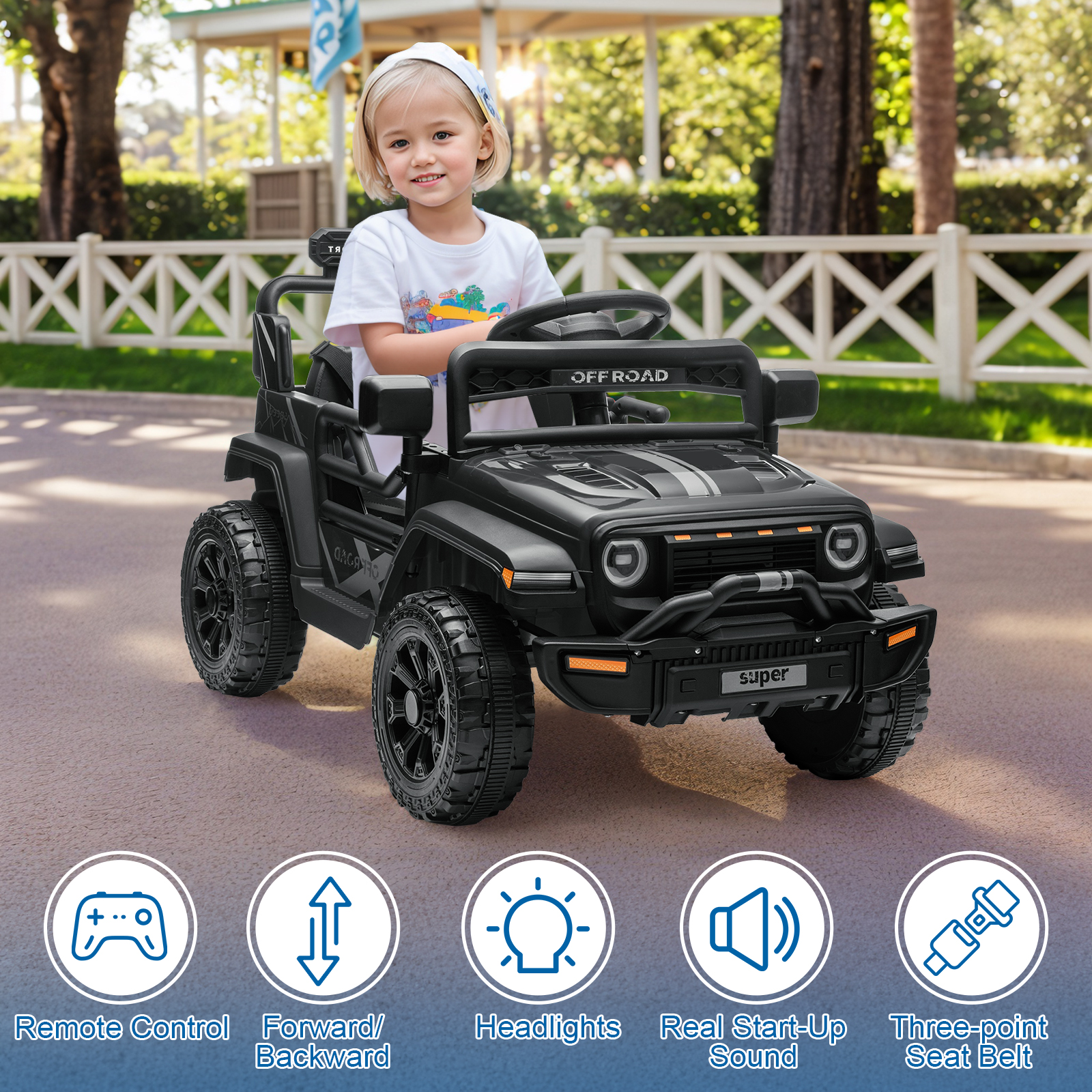 Ktaxon 12V Electric Wiggle Car for Kids, Electric Ride On Car for Aged 3+, 2 Speeds, Flashing Wheels, Bluetooth, LED Lights- Blue