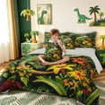 thumbnail image 3 of meiyoeat Jungle Flower Lizard Full Size Bedding Sets for Boys Girls Kids, Tropical Rainforest Wildlife Full Size Bed in a Bag, Green, Grey Reversible, 7-Piece, 3 of 5