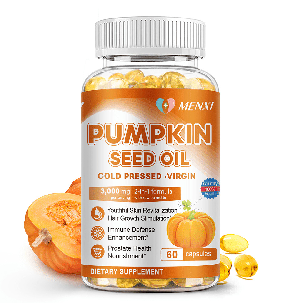 MENXI Pumpkin Seed Oil with Saw Palmetto 3500mg Cold-Pressed with Essential Fatty Acids & Phytosterols Supports Immune Health 60 Capsules