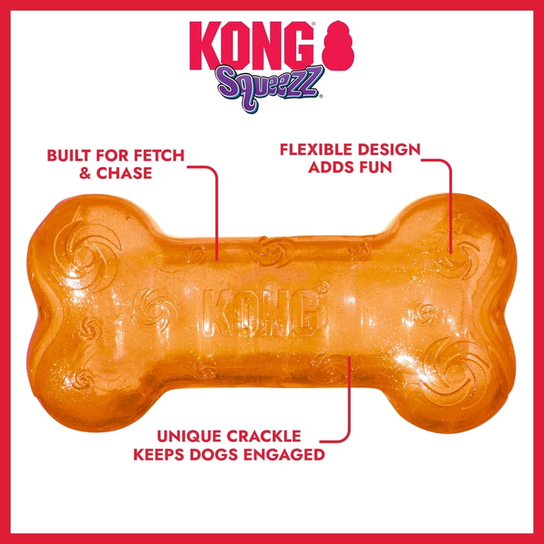 KONG Squeezz Crackle Bone Dog Toy, Large photo 2