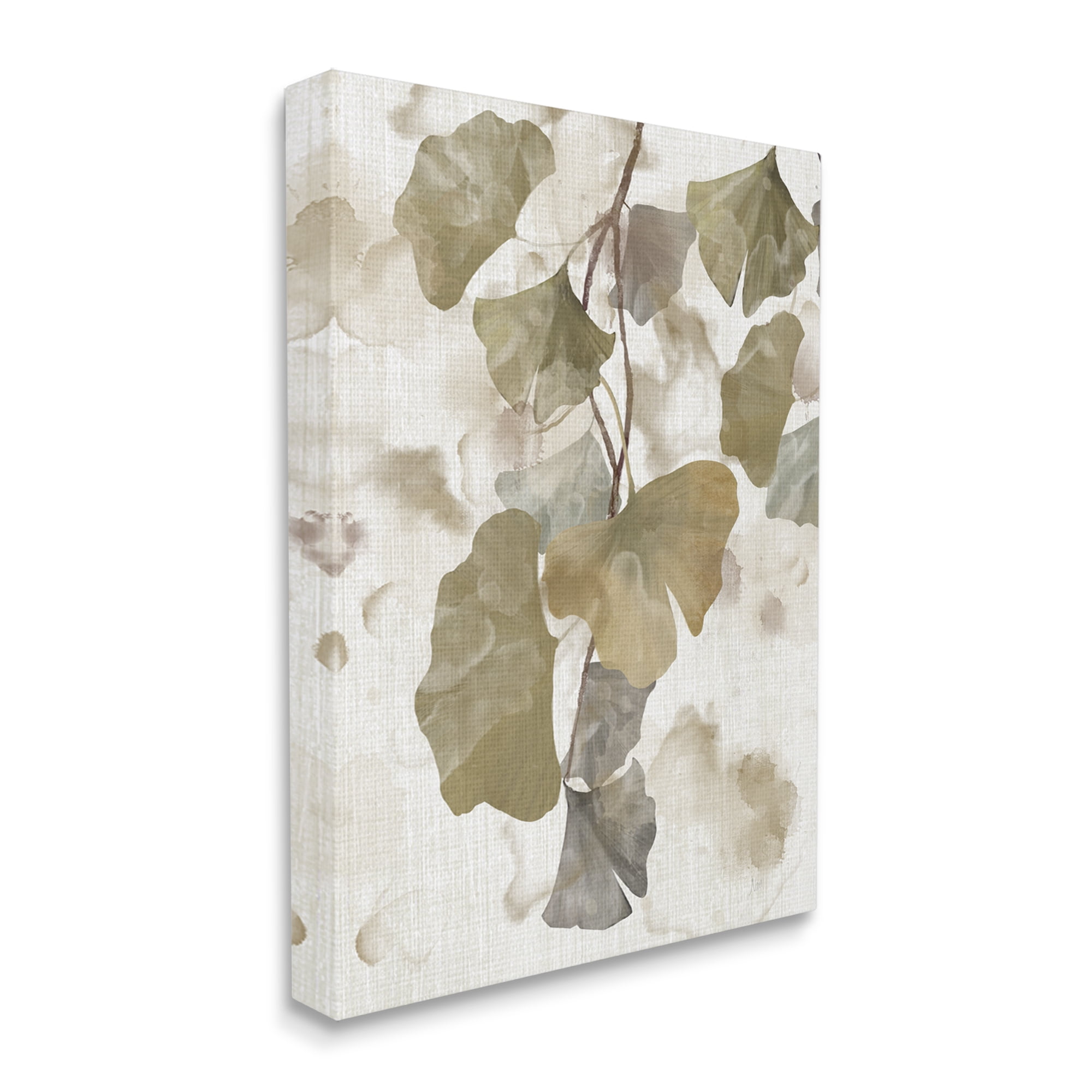 Stupell Industries Rustic Ginkgo Leaves Botanical & Floral Painting Gallery Wrapped Canvas Art Print Wall Art, 24 x 30