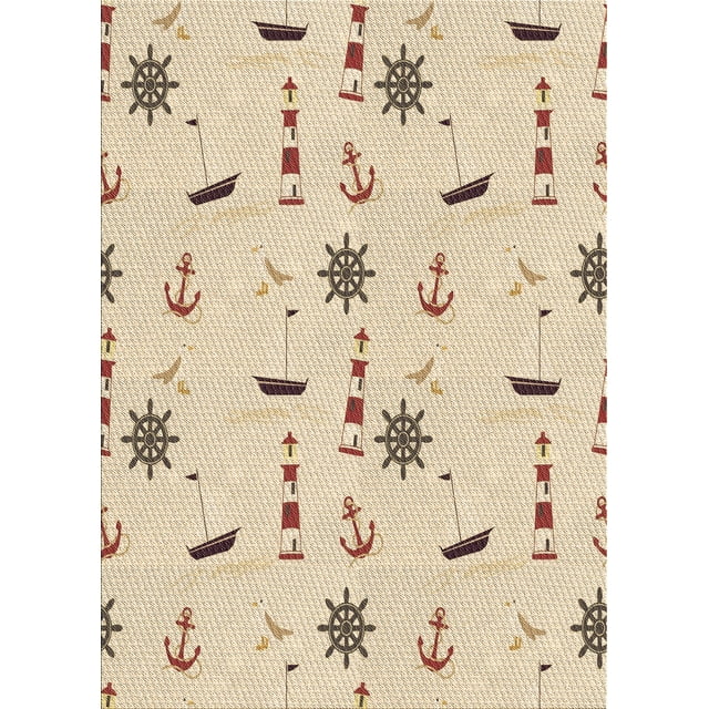 Ahgly Company Tapis de Zone Rectangulaire Transitionnel Brun Pérou pour Intérieur, Lavable à la Machine, 7 Pieds x 10 Pieds