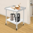 thumbnail image 3 of 2-Tier Work Table, Stainless Steel Work Table, Commercial Prep Table with Wheels Silver, 3 of 8