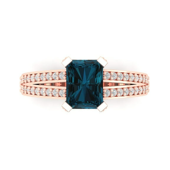 Clara Pucci 14K Rose Gold 2.45ct LondonBlueTopaz Solitaire with Accents