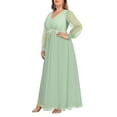thumbnail image 3 of Vestido largo de chifón verde salvia para dama de honor, estilo pinup, 3 of 6
