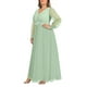 thumbnail image 3 of Vestido largo de chifón verde salvia para dama de honor, estilo pinup, 3 of 6