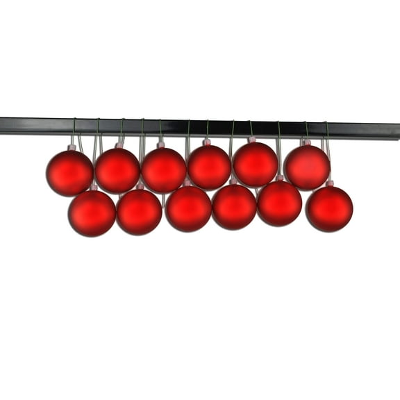 12 Pack 60mm 2.5" Matte Red Ball Ornament UV Coated with Wire