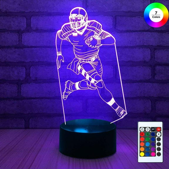 3D Remote Night Stand Light, EpicGadget Touch Control Optical Illusion Visualization LED Night Light Lamp 7 Colors Changing Remote Control Night Light Lamp Stand (Football Player)