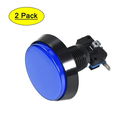 Game Push Button 60mm Round 12V LED Illuminated Push Button Switch with Micro switch for Arcade Video Blue 2pcs