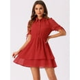 thumbnail image 3 of DARING DIVA Solid Short Sleeve A-Line Shirt Dress XL Red, 3 of 6