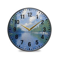 Yayeee Wall Clock Battery Operated 9.5" Silent Non-Ticking for Living Room, Blue Sky and River