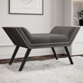 thumbnail image 4 of Modern Fabric and Solid Wood Bench - Grey and Black, 4 of 7