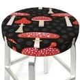 thumbnail image 3 of Bingfone13 Inch Padded Round Bar Stool Cover Cushion With Elastic Fabric Round Chair Seat - Forest Mushrooms, 3 of 7