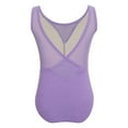thumbnail image 2 of TiaoBug Kids Girls One Piece Gymnastics Leotards Sheer Mesh Ballet Dance Sleeveless Bodysuit Purple 5-6, 2 of 7