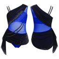 thumbnail image 2 of iiniim Girls Sparkly Lyrical Dance Sleeveless Asymmetrical Gymnastics Leotard Ruched Ballet Dress Blue 12, 2 of 7