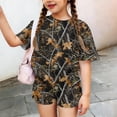 thumbnail image 5 of Grblisyd Girls Two Piece Sets Camo Maple Leaf Print Clothes Loose Short Sleeve Crew Neck Tshirts and Elastic Waist Shorts Casual Summer Outfits Size 7-8, 5 of 6